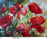 Among Poppies-2, Oil on Canvas